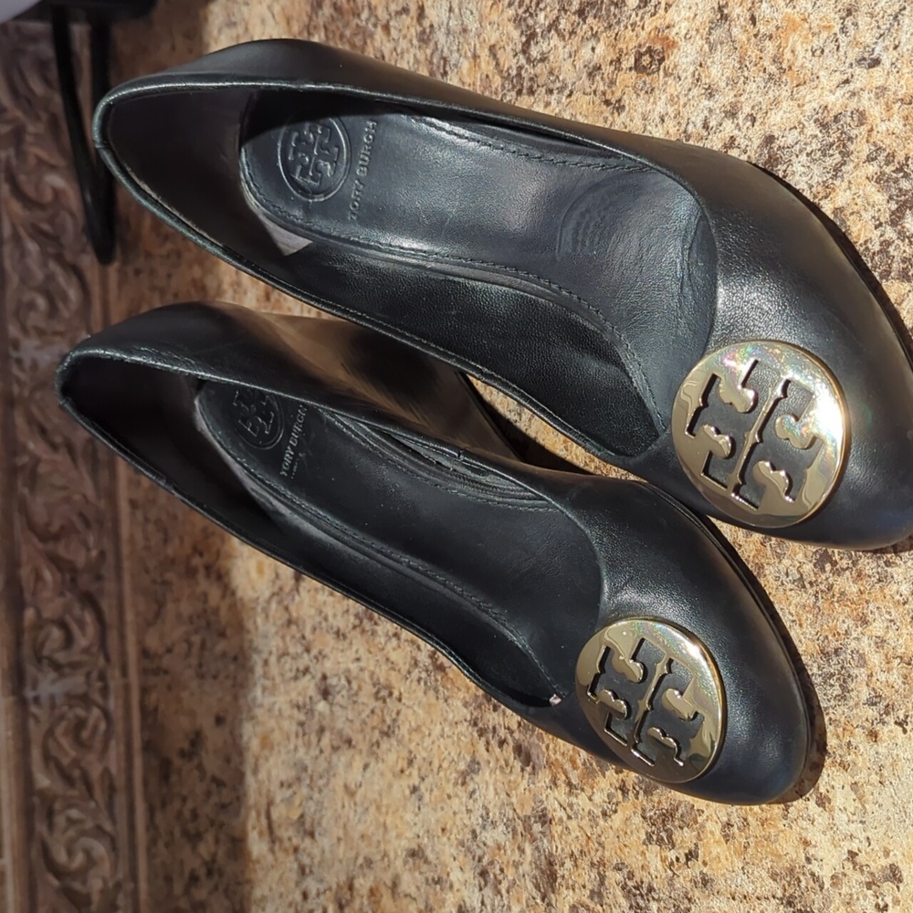 Tory Burch black wedges